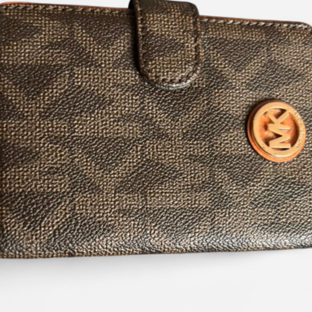 Michael Kors Dark Brown Wallet with Gold Emblem